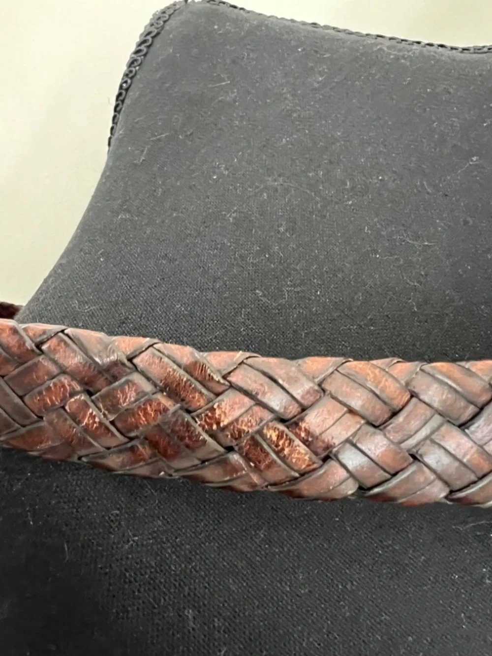 Men's Unbranded Vintage Brown Bonded Leather Braided Belt #110561 210